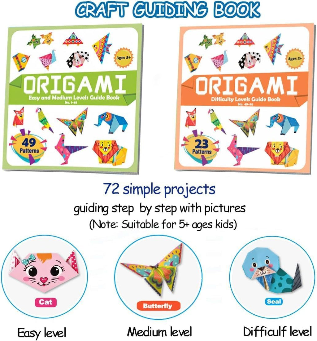 Origami Kit for Kids Ages 6-12 10 Year Olds, with Guiding Book, 152 Paper with 72 Patterns, DIY Art and Craft Projects Activity, Beginners Children's Day Gift Childs Boys Girls