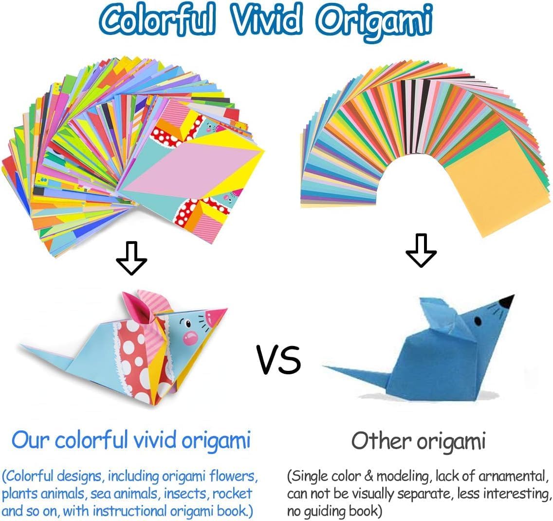 Origami Kit for Kids Ages 6-12 10 Year Olds, with Guiding Book, 152 Paper with 72 Patterns, DIY Art and Craft Projects Activity, Beginners Children's Day Gift Childs Boys Girls