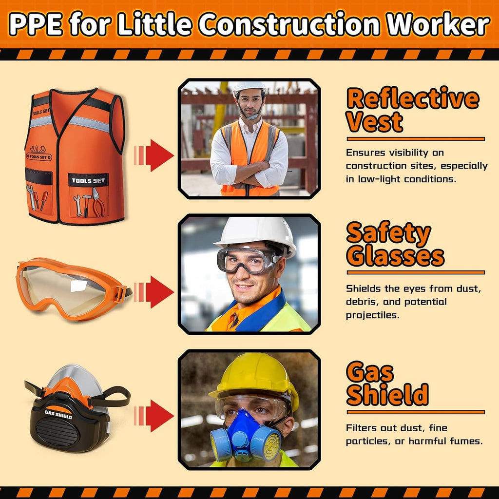 KidBloom Kids Tool Set with Toy Drill, Construction Tools with Tool Box and Vest, Toys for 3 4 Year Old Boys Gifts