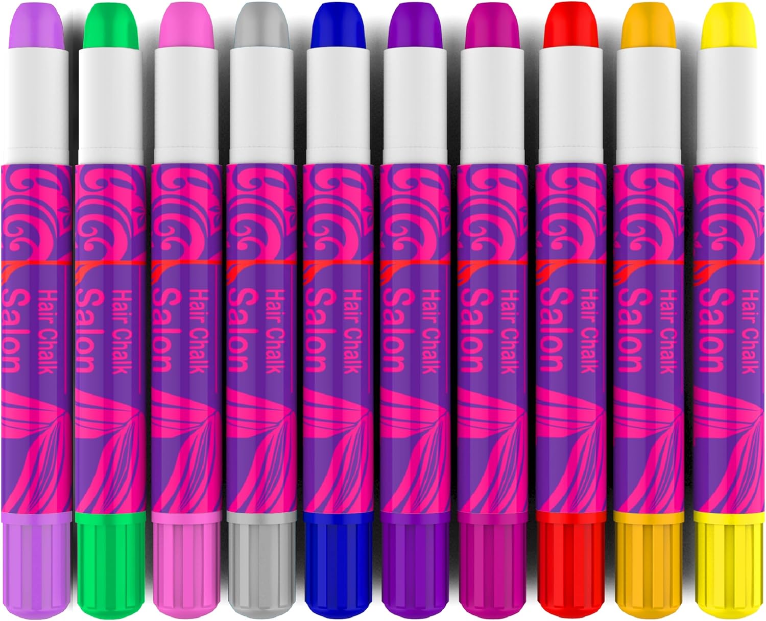 Desire Deluxe Hair Chalk Gift for Girls - 10 Temporary Non-Toxic Easy Washable Hair Dye Colourful, Metallic, Glitter Pens - Great Games Birthday Girls